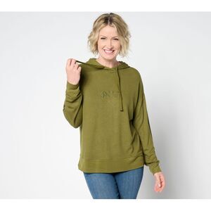 Peace Love World Women's Top Plus Sz 1X Comfy Hooded Long Sleeve Green A652971